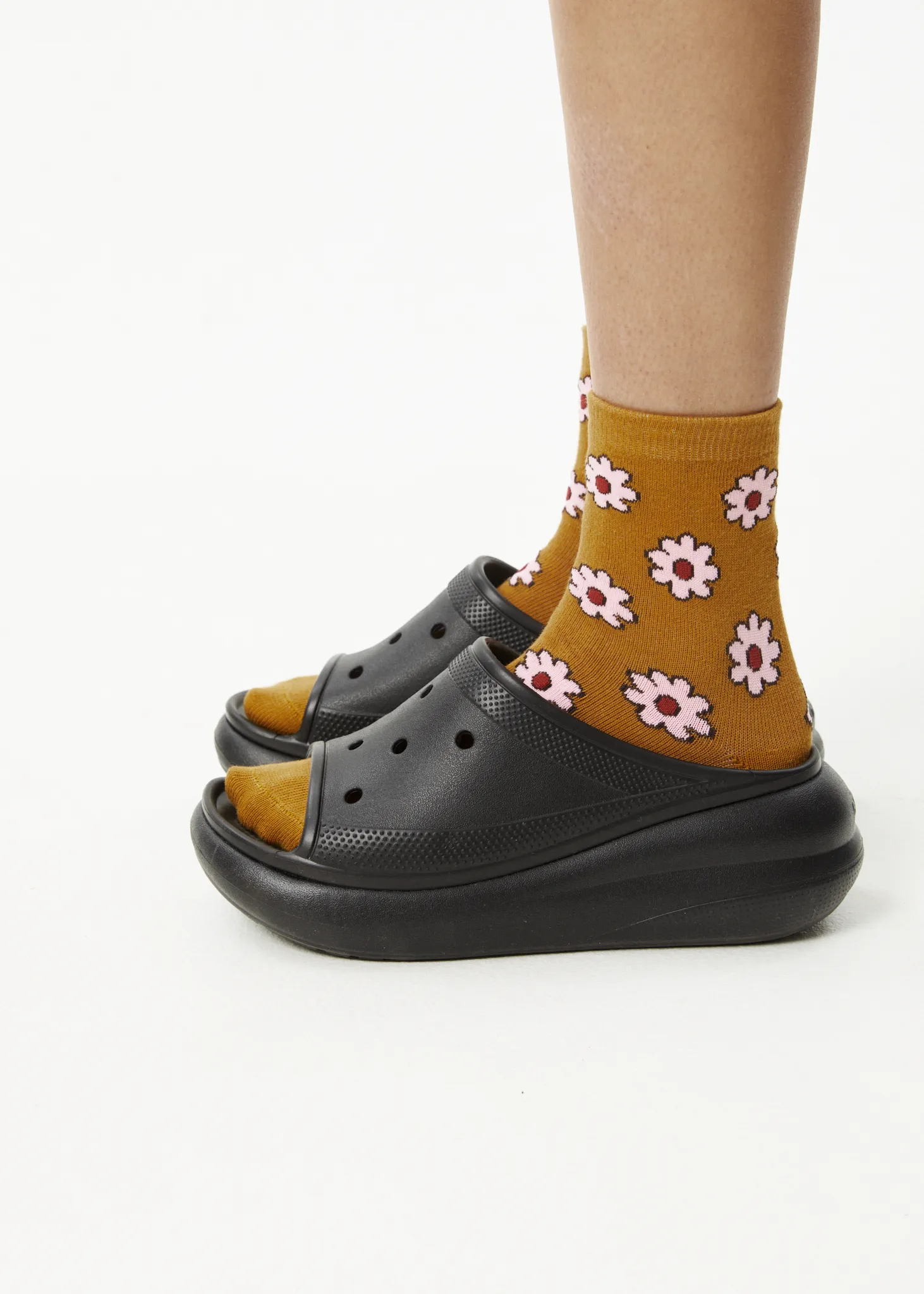 AFENDS Unisex Flower - Crew Socks - Mustard sold by Afends product image thumbnail 2