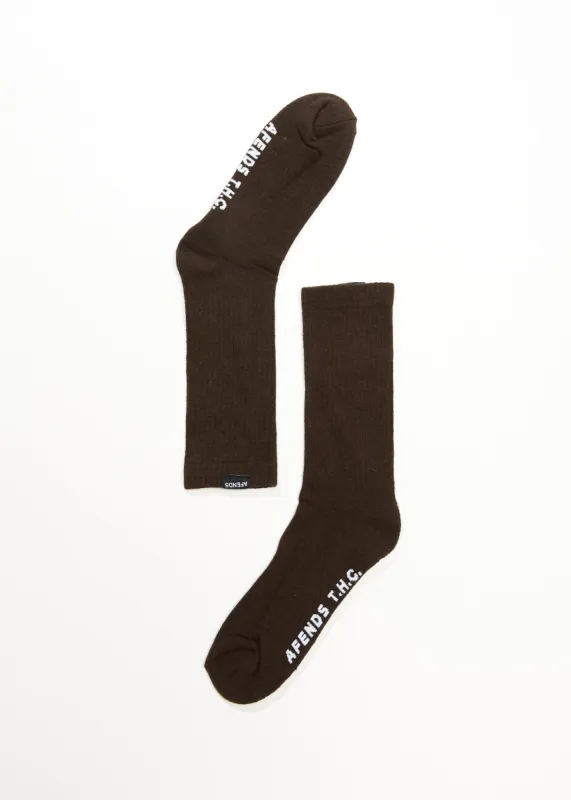 AFENDS Unisex Everyday - Ribbed Crew Socks - Earth sold by Afends