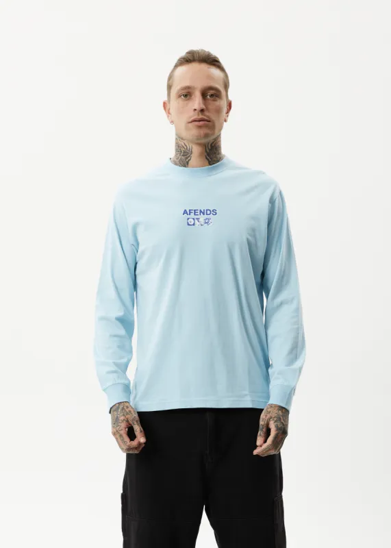 AFENDS Mens Spiral - Long Sleeve Graphic T-Shirt - Sky Blue sold by Afends