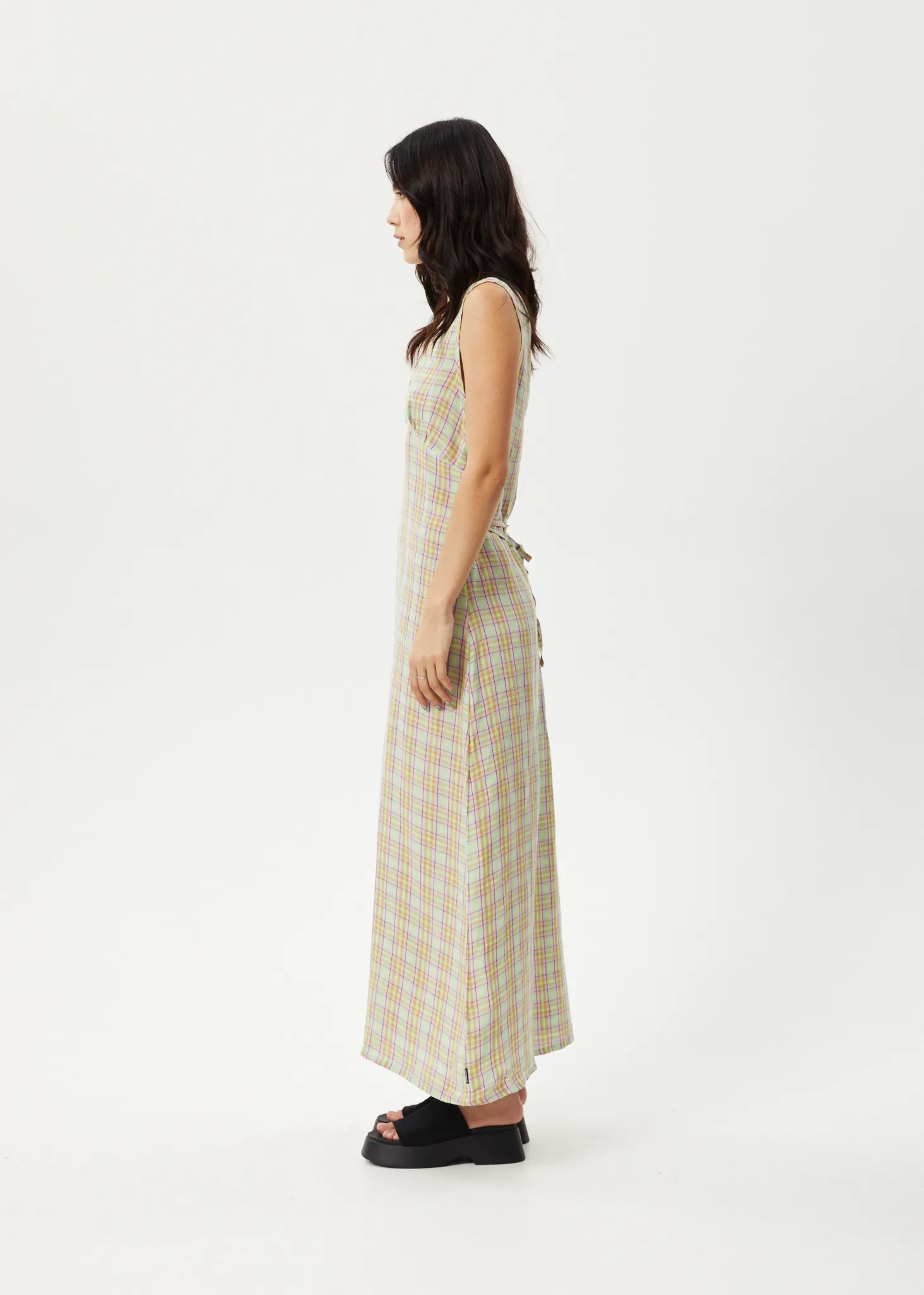 AFENDS Womens Kali - Hemp Maxi Dress - Pistachio Check sold by Afends product image thumbnail 3