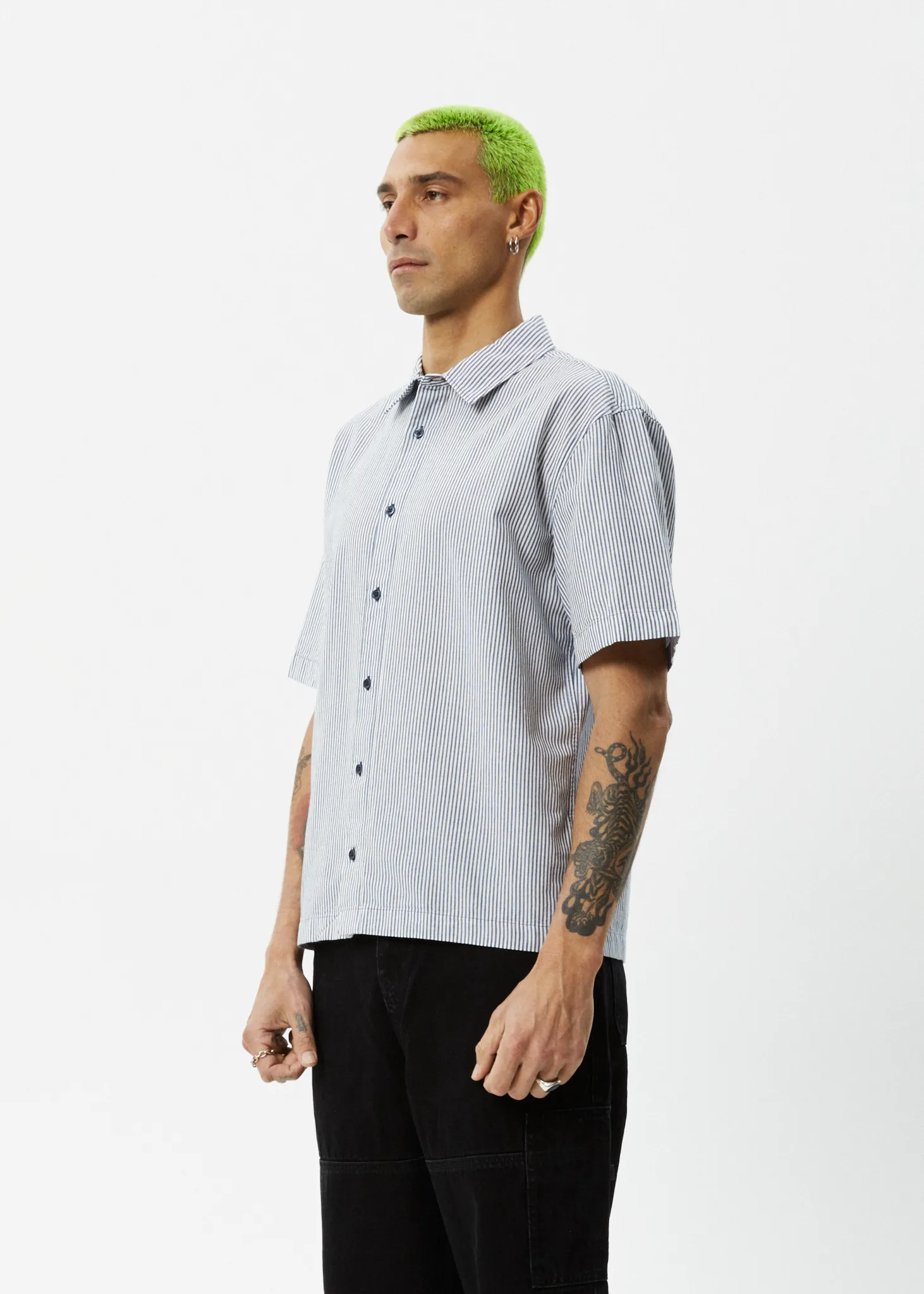 AFENDS Mens Intergalactic - Short Sleeve Shirt - Navy Stripe sold by Afends product image thumbnail 4