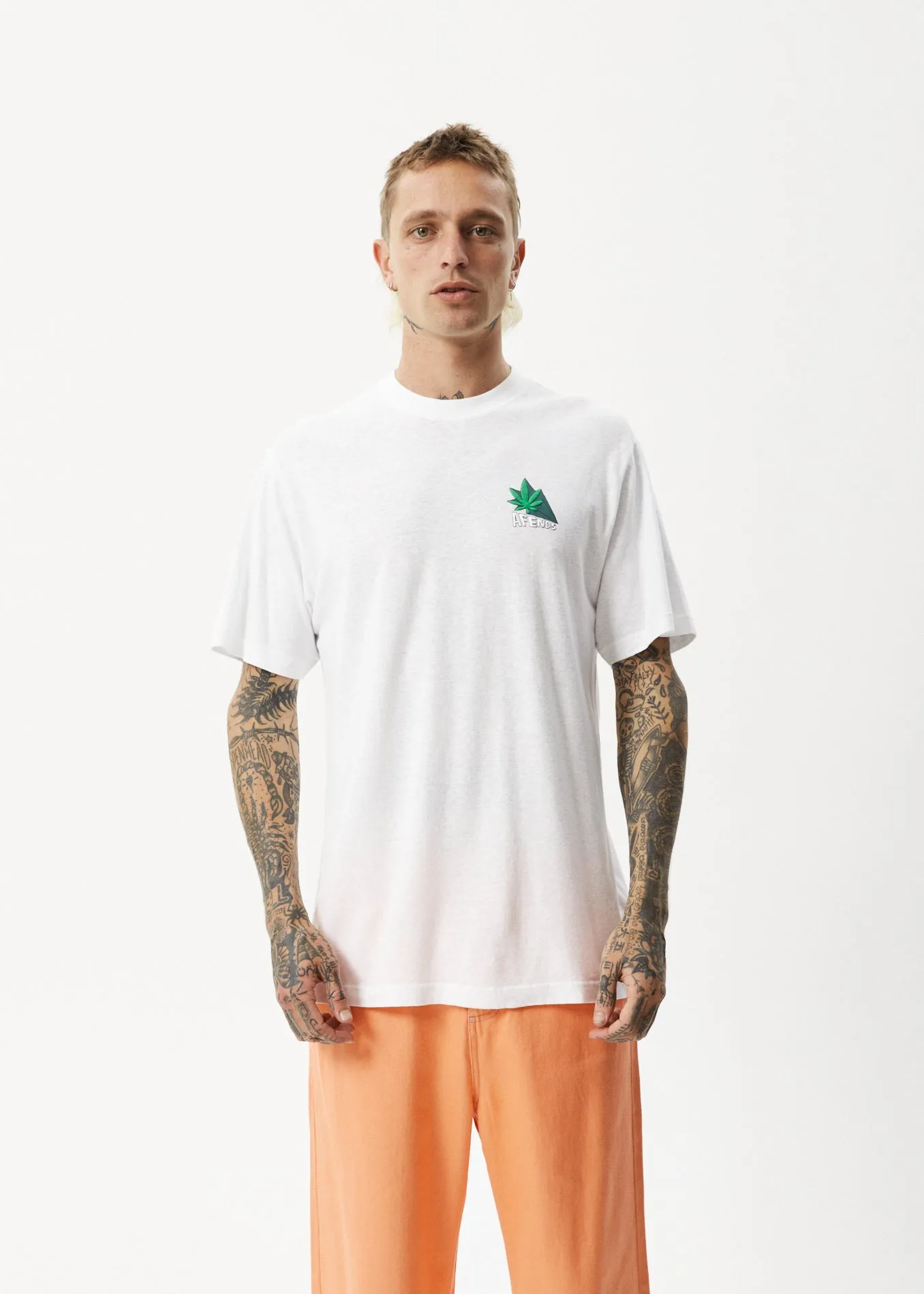 AFENDS Mens Crops - Retro Logo T-Shirt - White sold by Afends