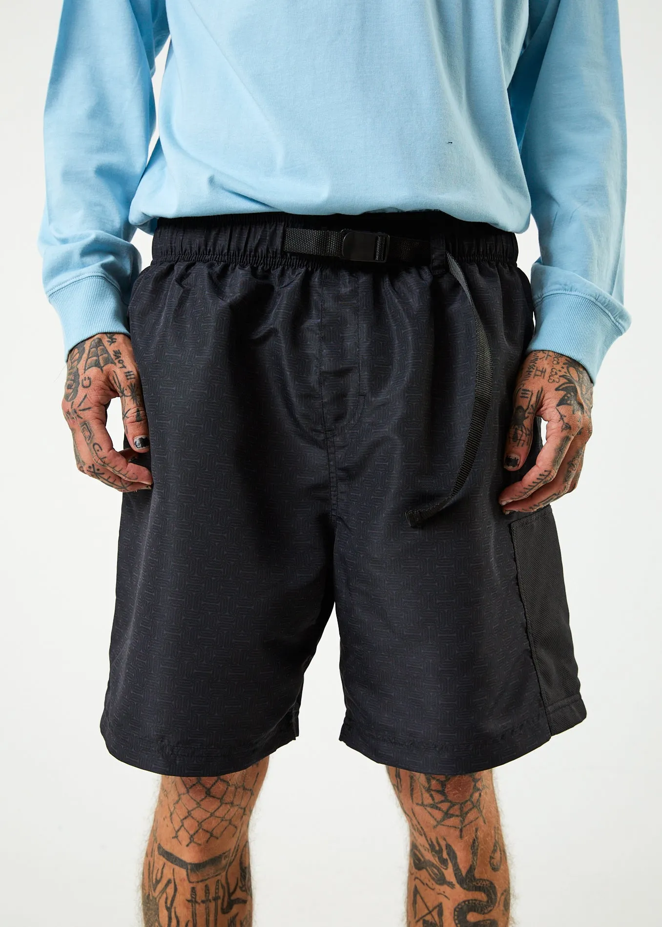 AFENDS Mens Escape - Elastic Waist Spray Shorts - Charcoal sold by Afends product image thumbnail 3