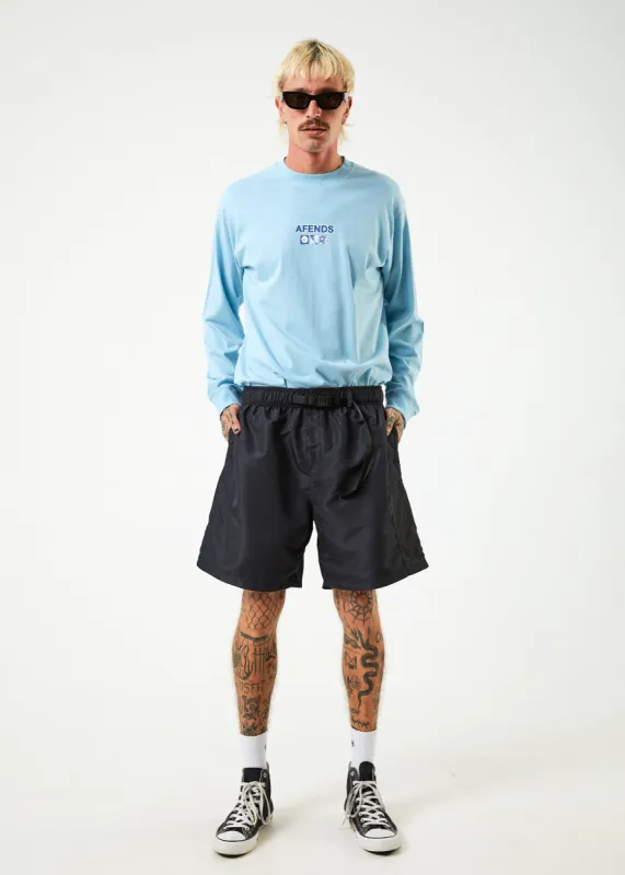 AFENDS Mens Escape - Elastic Waist Spray Shorts - Charcoal sold by Afends