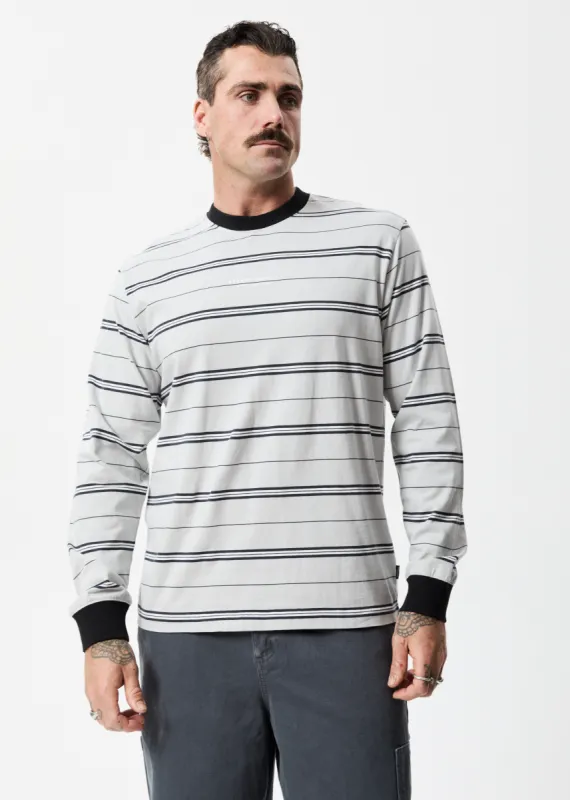 AFENDS Mens Transit - Recycled Stripe Long Sleeve T-Shirt - Glacier sold by Afends