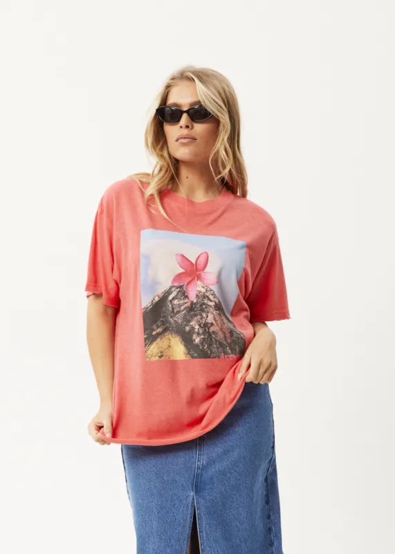 AFENDS Womens Under Pressure - Oversized T-Shirt - Washed Hibiscus sold by Afends