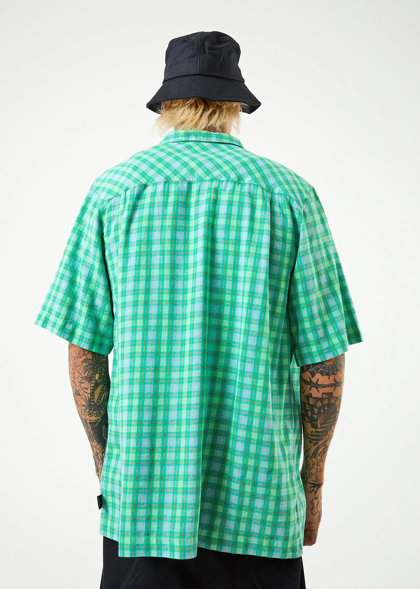 AFENDS Mens Meadows - Check Cuban Short Sleeve Shirt - Forest Check sold by Afends product image thumbnail 5