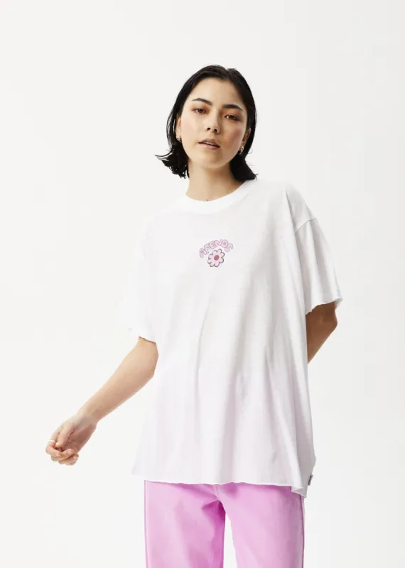 AFENDS Womens Flowers Slay - Oversized Graphic T-Shirt - White sold by Afends