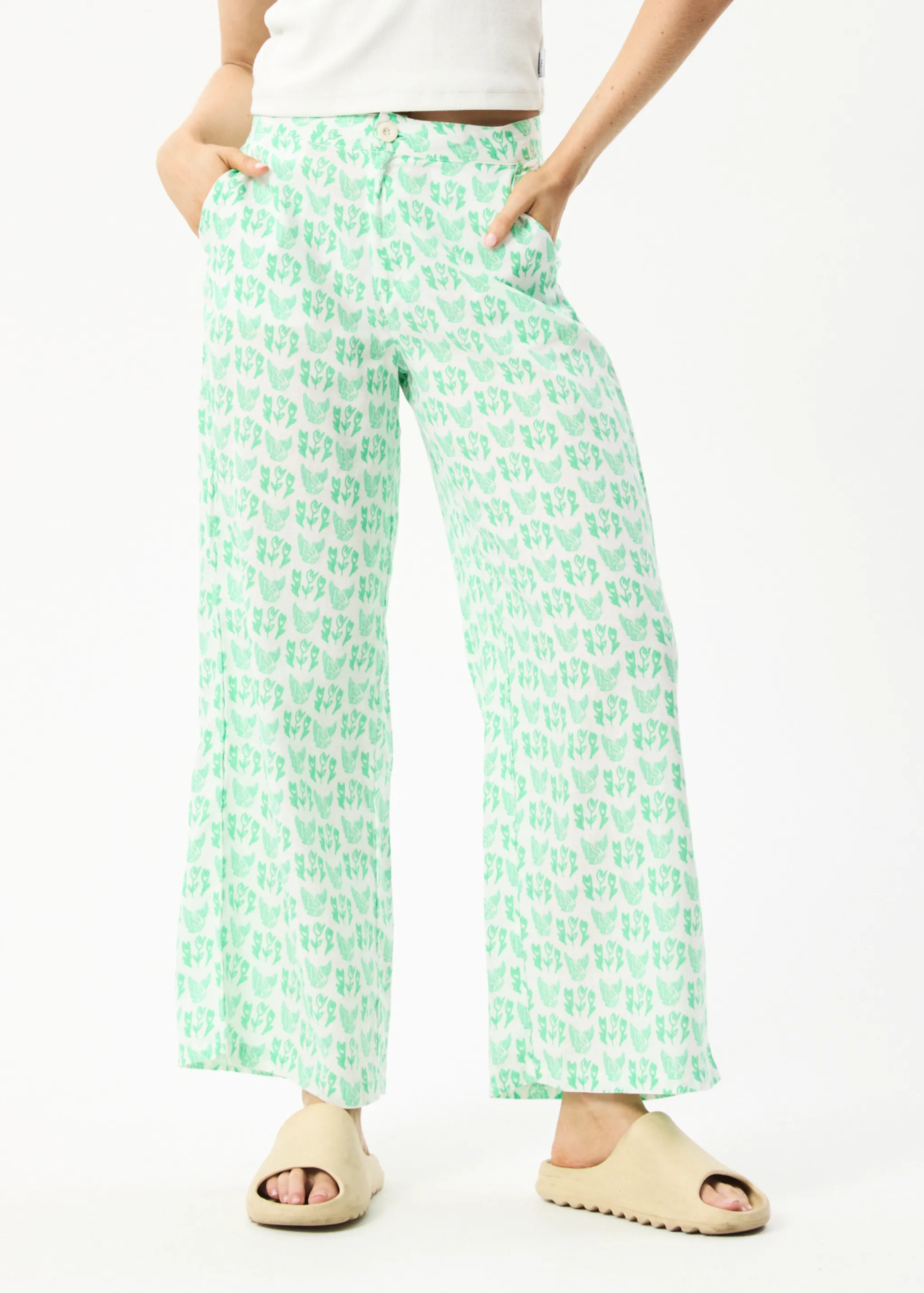 AFENDS Womens Swan Sienna - Wide Leg Pant - Lime Green sold by Afends product image thumbnail 2