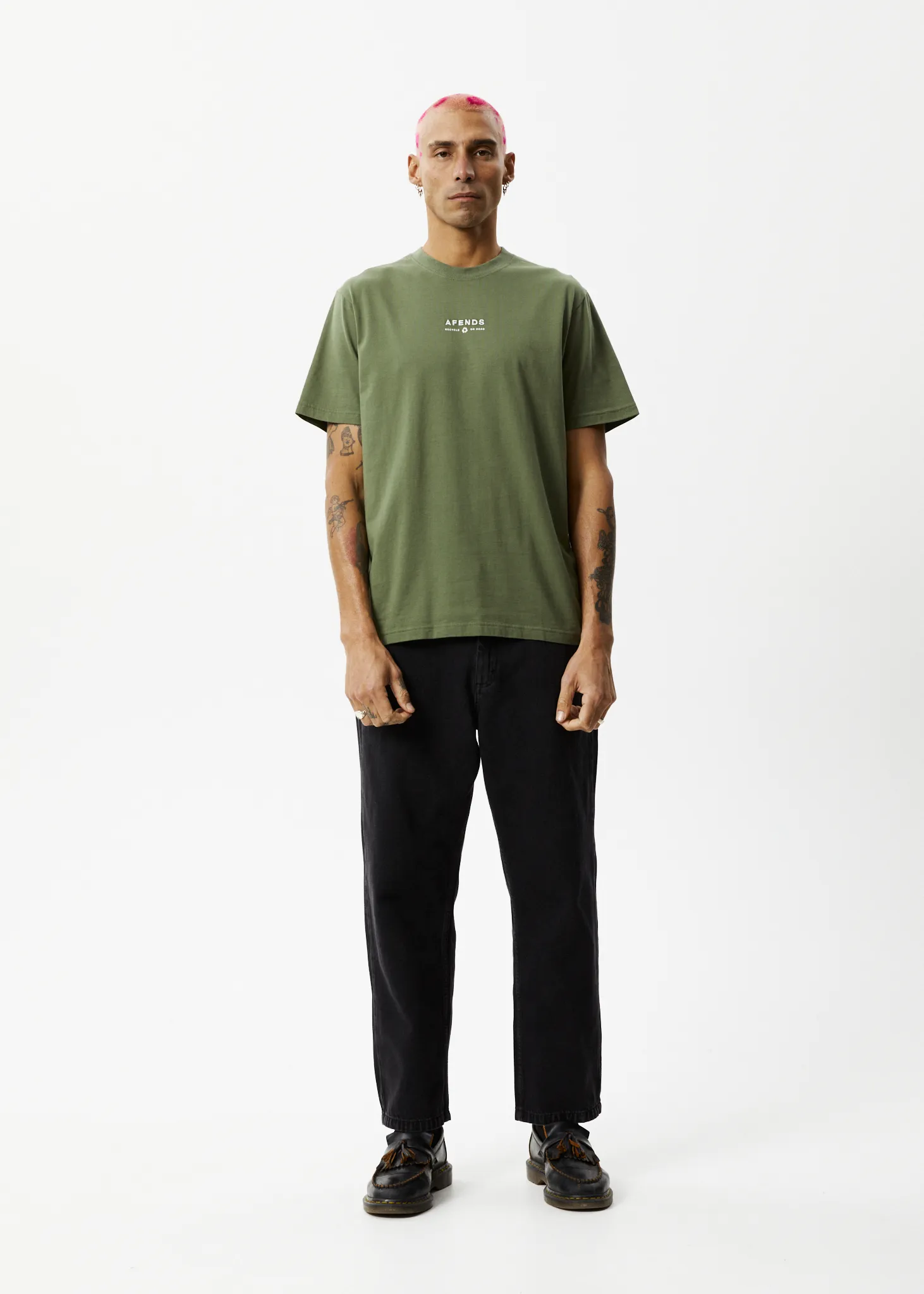 AFENDS Mens Calico - Retro Logo T-Shirt - Cypress sold by Afends product image thumbnail 4