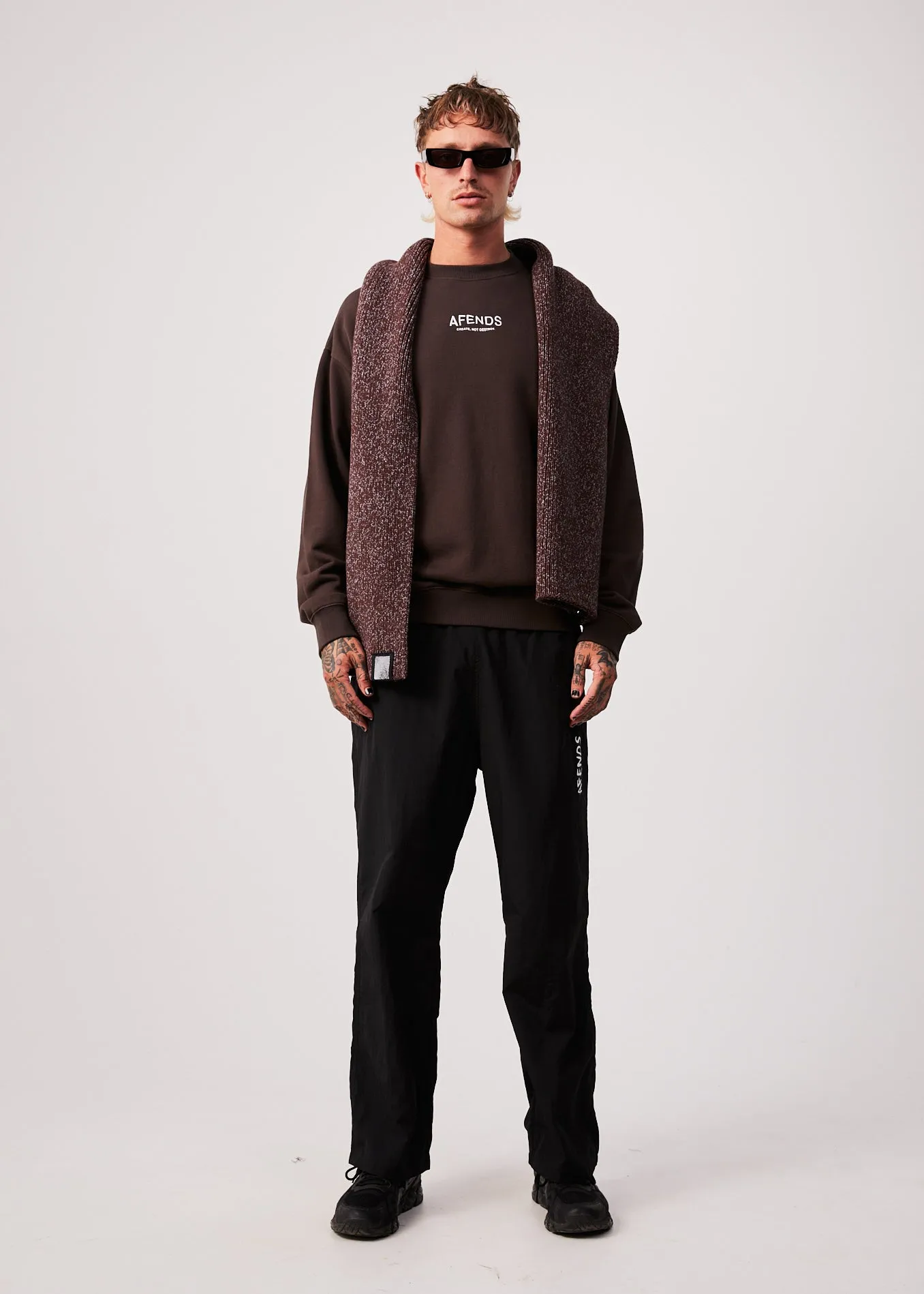 AFENDS Mens Spaced - Crew Neck Jumper - Coffee sold by Afends product image thumbnail 3
