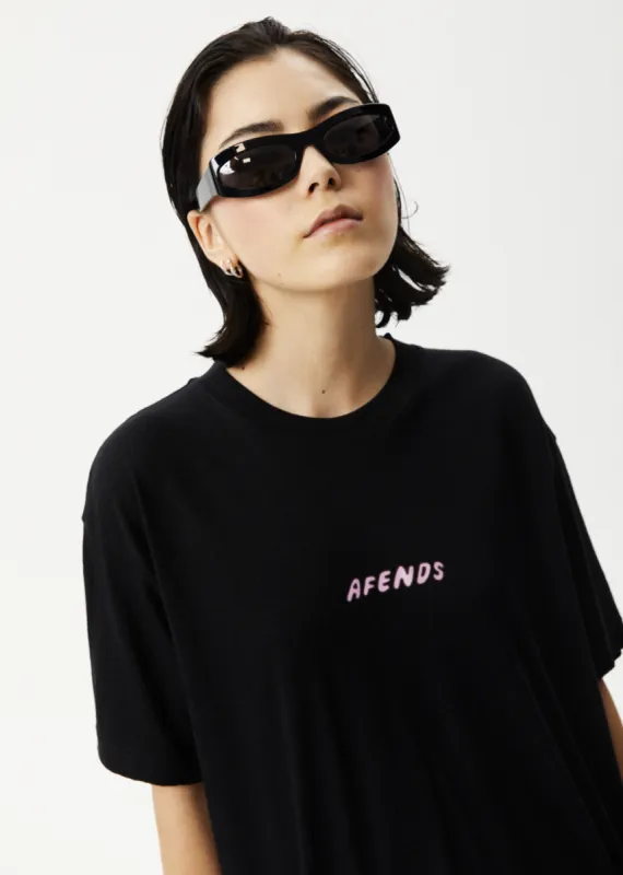 AFENDS Womens Sun Dancer Slay - Oversized T-Shirt - Black sold by Afends