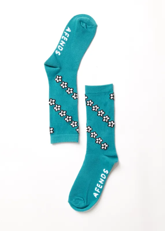 AFENDS Unisex Back To It - Crew Socks - Azure sold by Afends