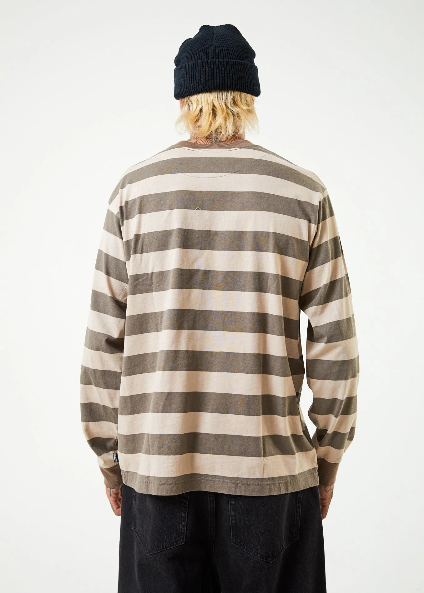 AFENDS Mens Sideline - Long Sleeve Striped T-Shirt - Beechwood sold by Afends product image thumbnail 4