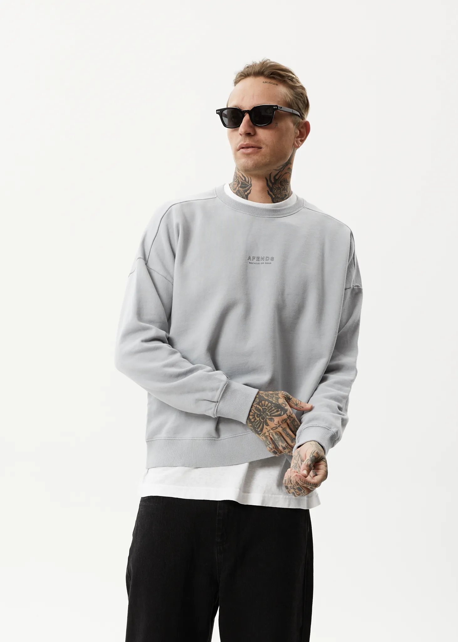 AFENDS Mens Credits - Crew Neck Jumper - Grey sold by Afends product image thumbnail 2