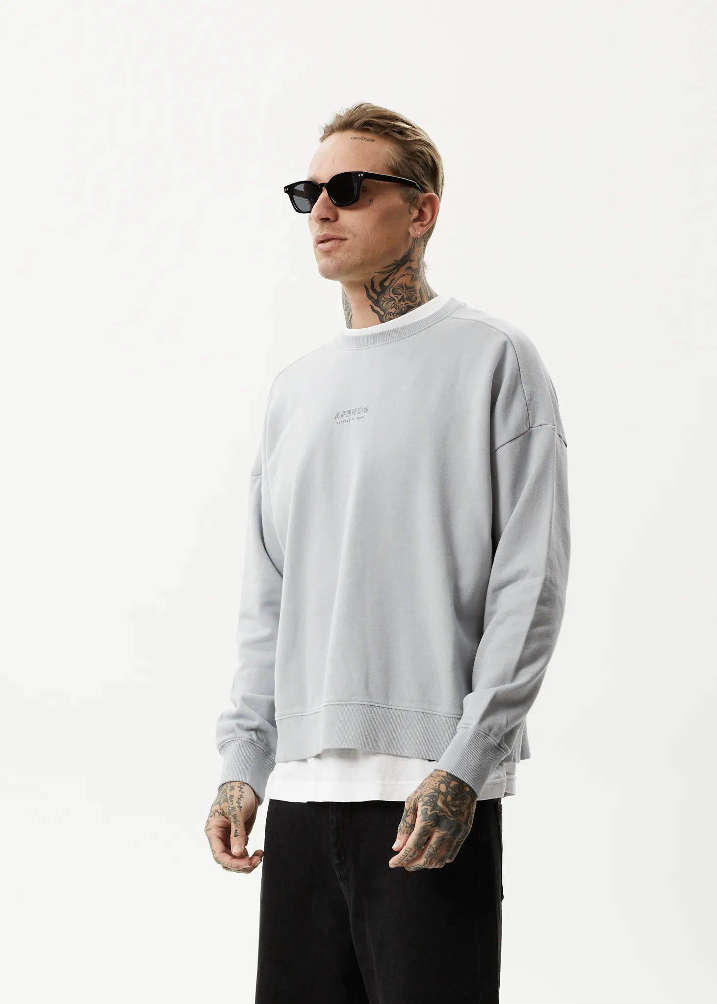 AFENDS Mens Credits - Crew Neck Jumper - Grey sold by Afends product image thumbnail 3