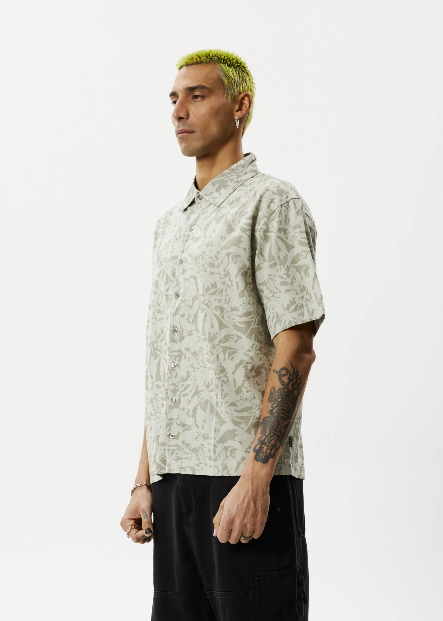 AFENDS Mens Bouquet - Short Sleeve Shirt - Olive Floral sold by Afends product image thumbnail 3