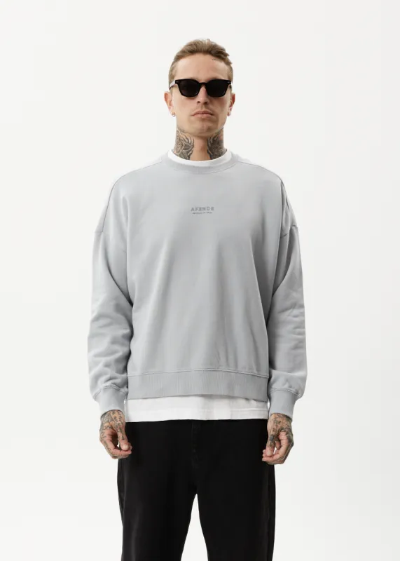AFENDS Mens Credits - Crew Neck Jumper - Grey sold by Afends