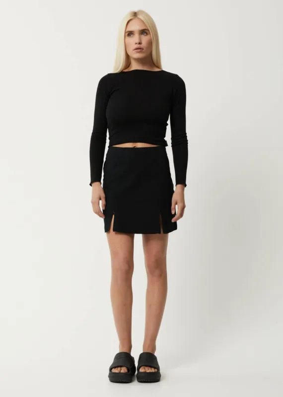 AFENDS Womens Cola - Panelled Mini Skirt - Black sold by Afends