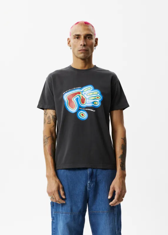 AFENDS Mens Water Is Life - Slim Fit Graphic T-Shirt - Stone Black sold by Afends