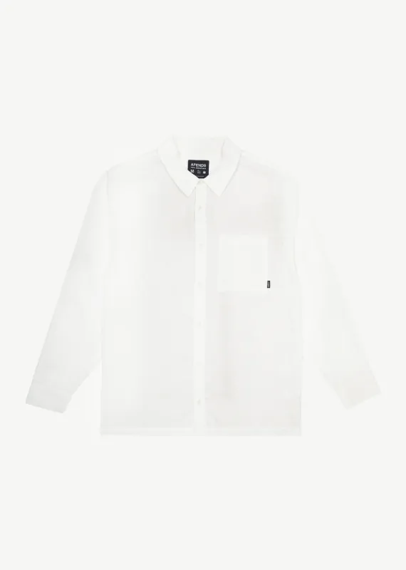 AFENDS Mens Everyday - Hemp Cuban Long Sleeve Shirt - White sold by Afends