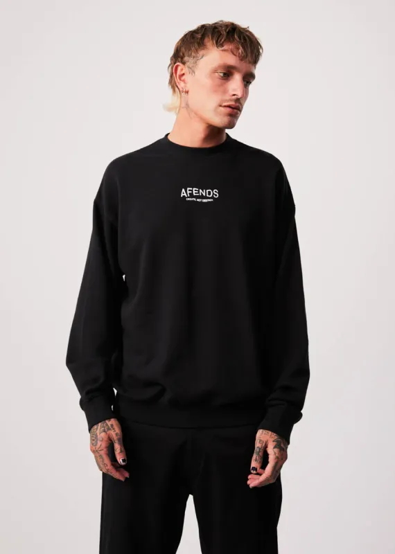 AFENDS Mens Spaced - Crew Neck Jumper - Black sold by Afends