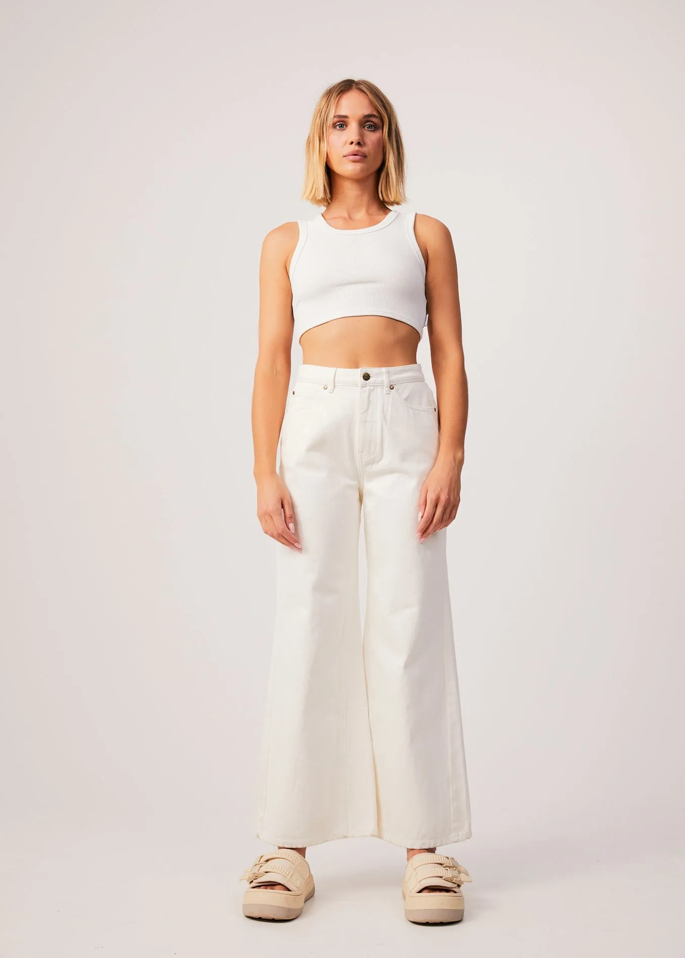 AFENDS Womens Chloe - Ribbed Cropped Tank - Off White sold by Afends product image thumbnail 3