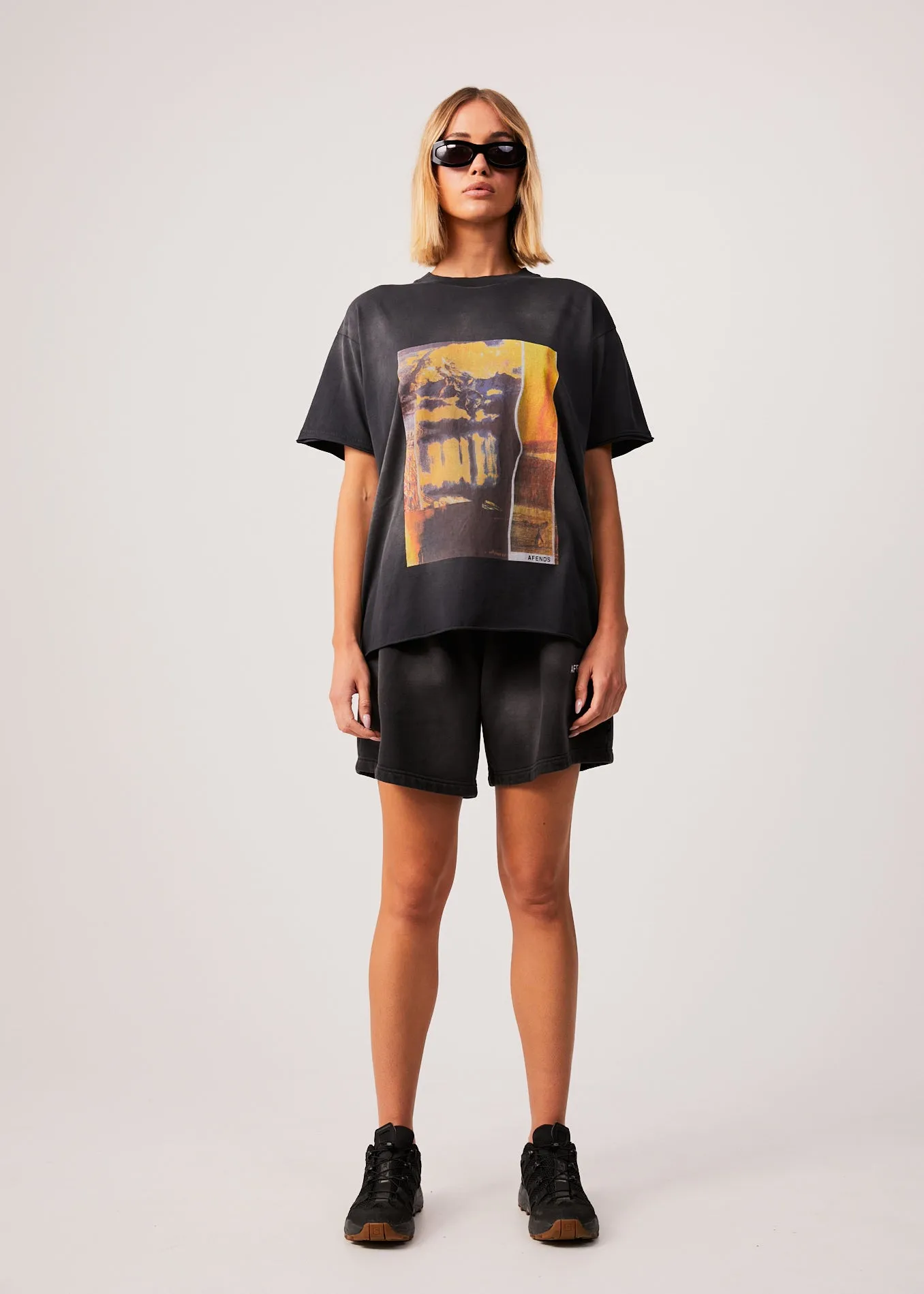 AFENDS Womens Boulevard - Oversized Graphic Tee - Worn Black sold by Afends product image thumbnail 3