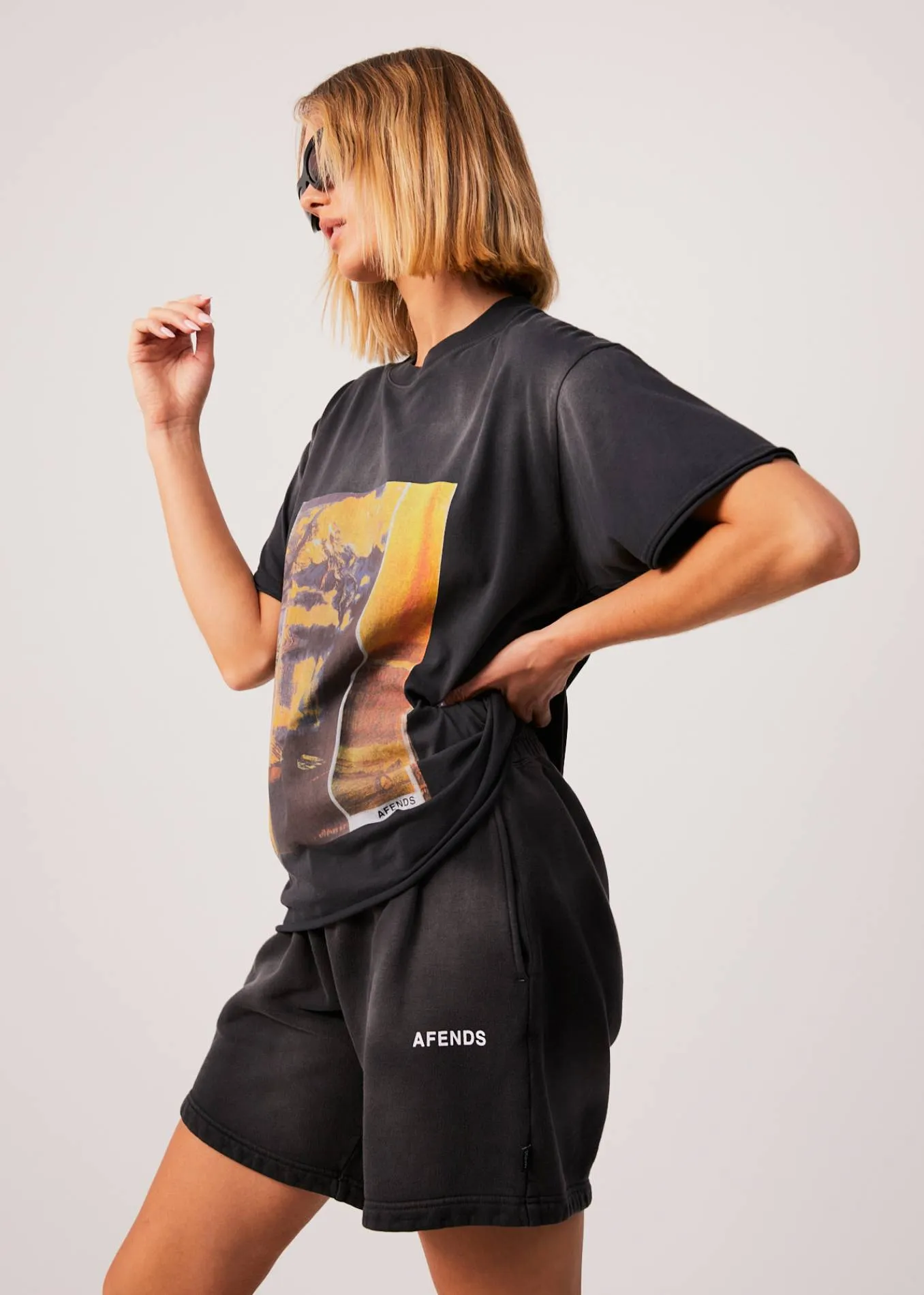 AFENDS Womens Boulevard - Oversized Graphic Tee - Worn Black sold by Afends product image thumbnail 4