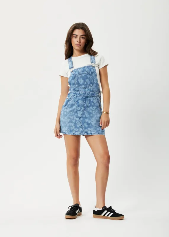 AFENDS Womens Fink - Denim Overall Dress - Worn Blue Daisy sold by Afends