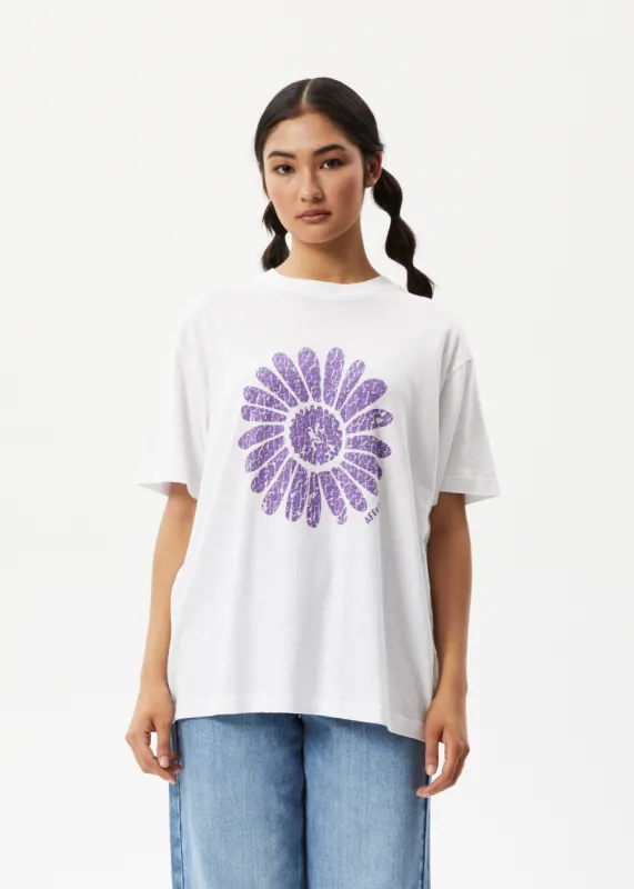 AFENDS Womens Daisy Slay - Oversized Graphic T-Shirt - White sold by Afends