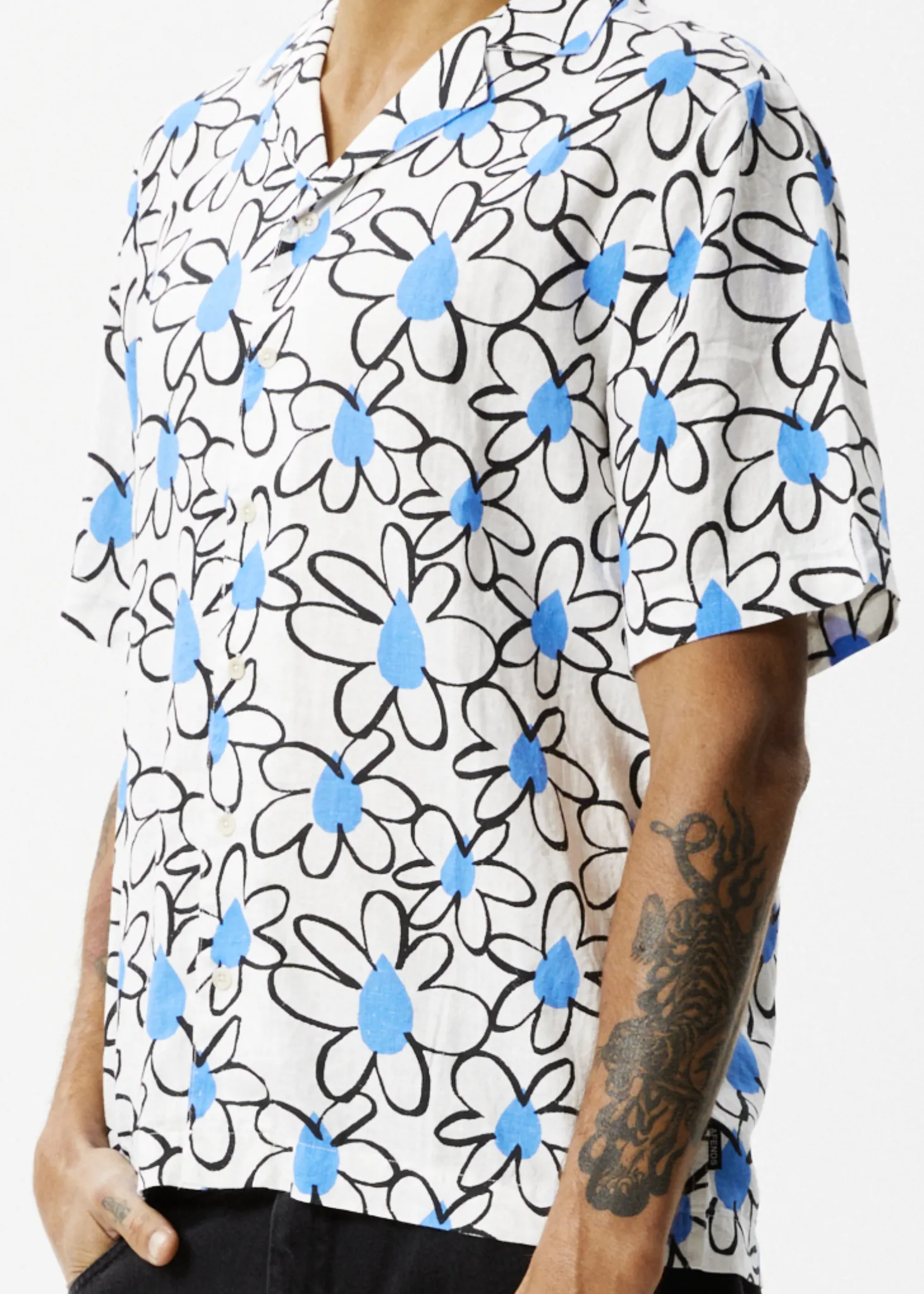 AFENDS Mens Waterfall - Cuban Short Sleeve Shirt - White sold by Afends product image thumbnail 2