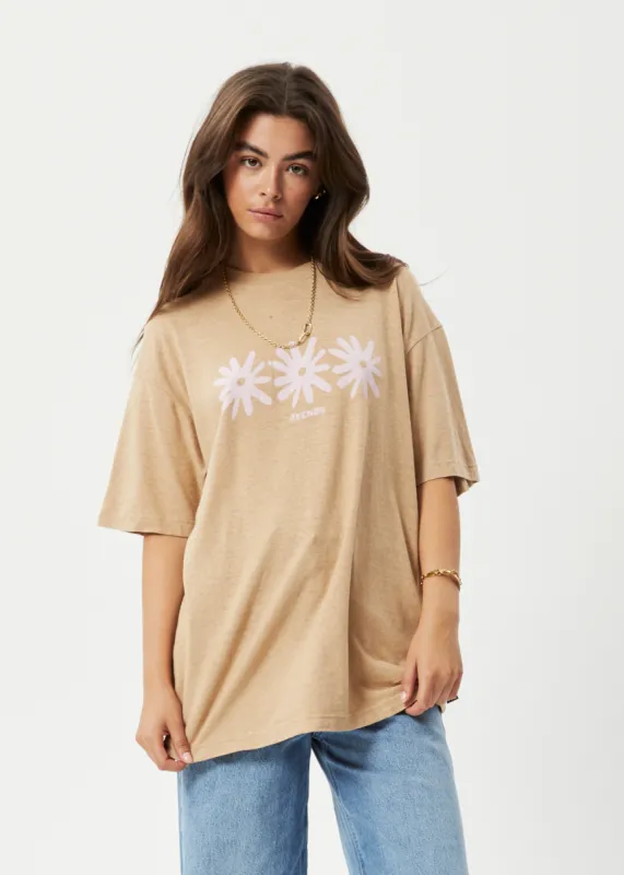 AFENDS Womens Adi Slay - Oversized Graphic T-Shirt - Tan sold by Afends