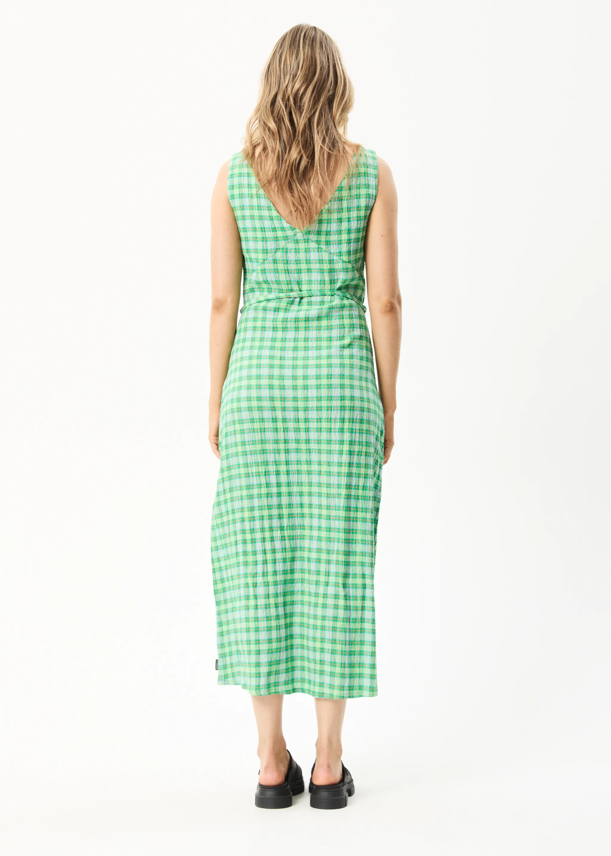 AFENDS Womens Tully - Seersucker Check Maxi Dress - Forest Check sold by Afends product image thumbnail 4