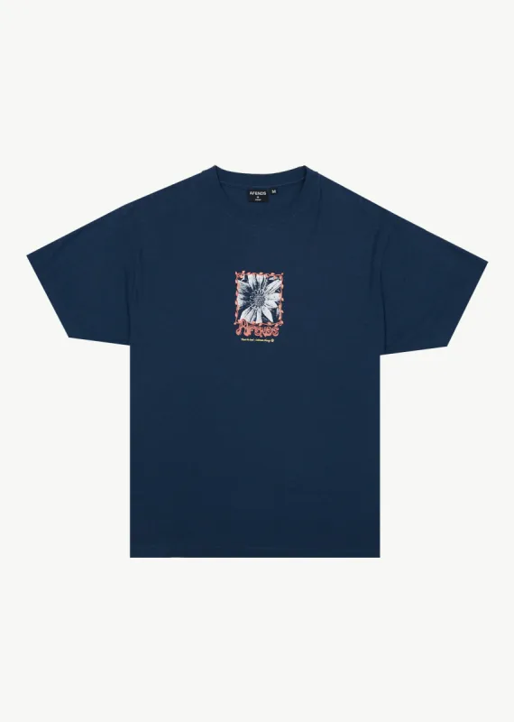 AFENDS Mens Sunflower - Boxy Tee - Navy made by Afends
