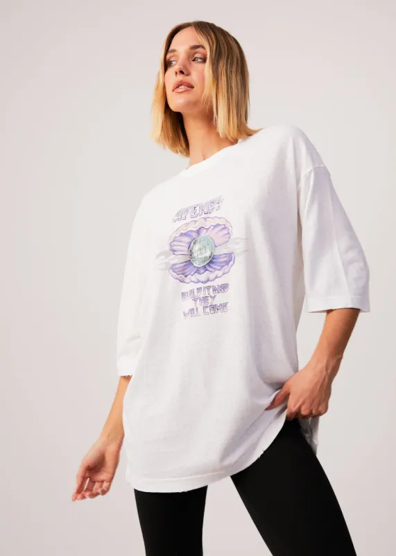 AFENDS Womens Shell - Oversized Graphic T-Shirt - White sold by Afends