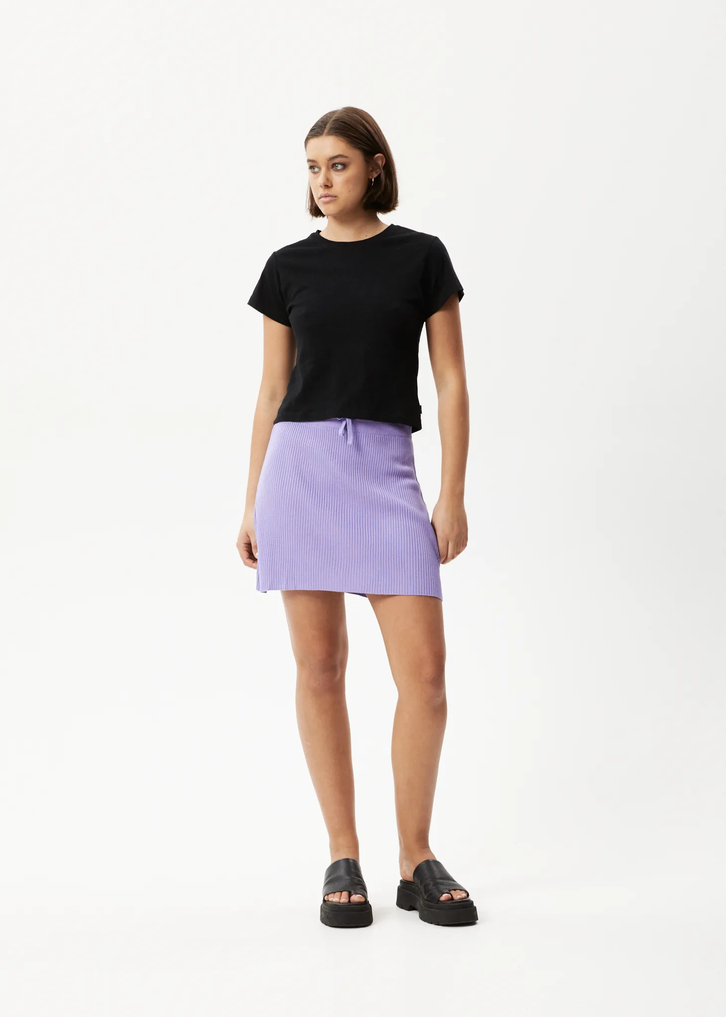 AFENDS Womens Lula - Knit Mini Skirt - Plum sold by Afends