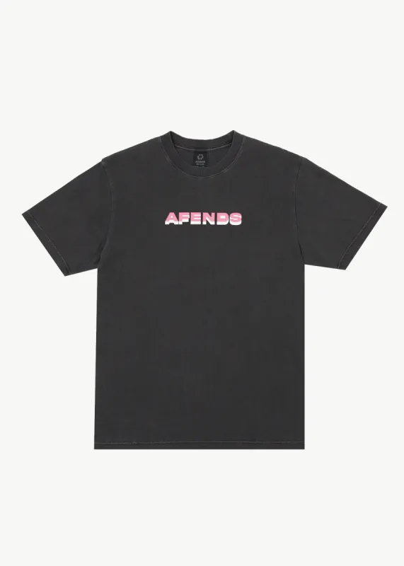 AFENDS Mens Volcanic Times - Graphic Retro T-Shirt - Stone Black sold by Afends