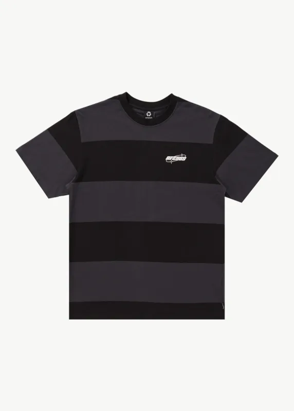 AFENDS Mens Continual - Retro Graphic Logo T-Shirt - Black Stripe sold by Afends