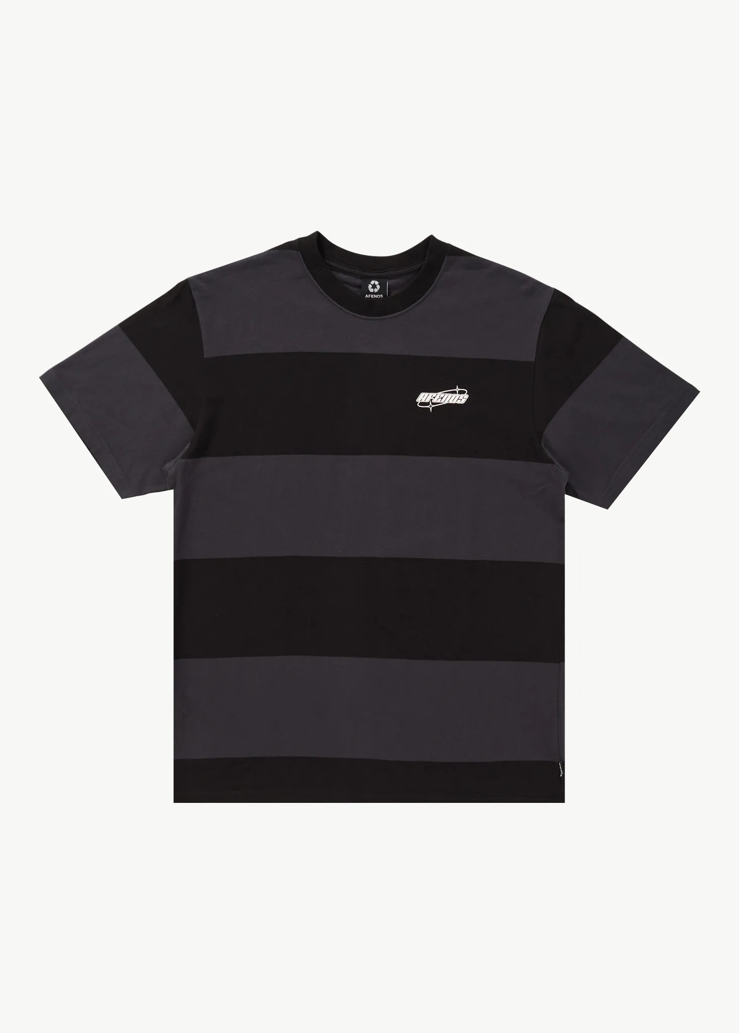 AFENDS Mens Continual - Retro Graphic Logo T-Shirt - Black Stripe sold by Afends