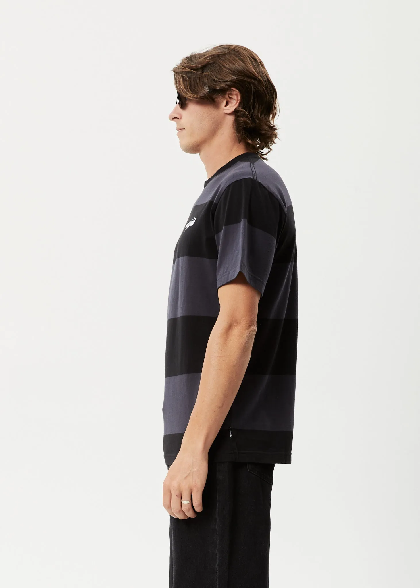 AFENDS Mens Continual - Retro Graphic Logo T-Shirt - Black Stripe sold by Afends product image thumbnail 5