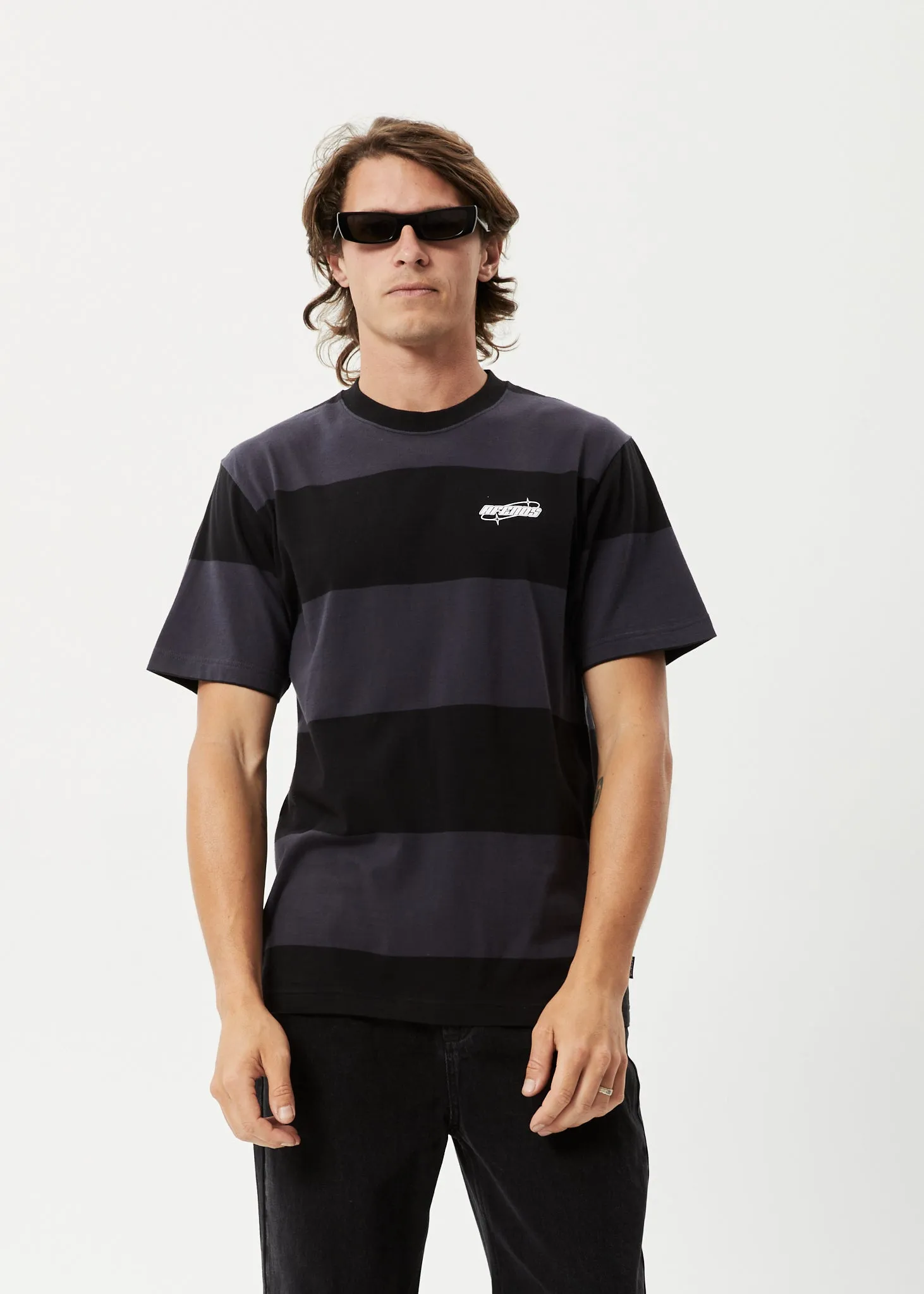 AFENDS Mens Continual - Retro Graphic Logo T-Shirt - Black Stripe sold by Afends product image thumbnail 2