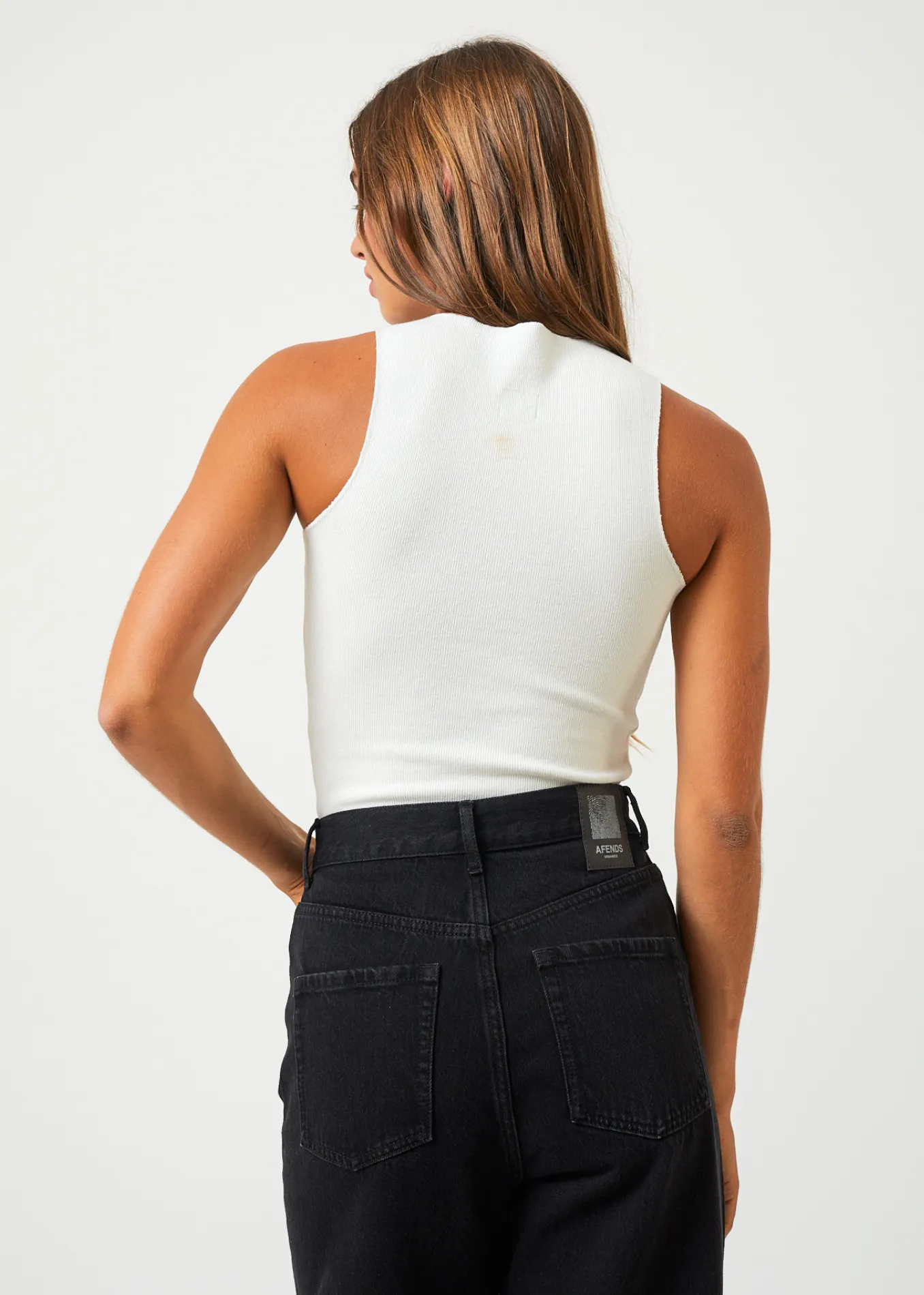 AFENDS Womens Peony - Hemp Ribbed High Neck Tank - Off White sold by Afends product image thumbnail 5
