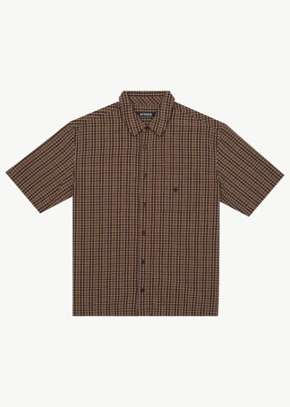 AFENDS Mens Hometown - Short Sleeve Shirt - Coffee sold by Afends