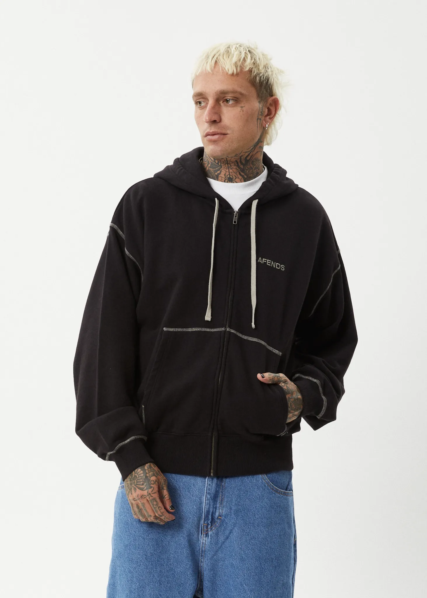 AFENDS Mens Burner - Zip Hood - Black sold by Afends product image thumbnail 2