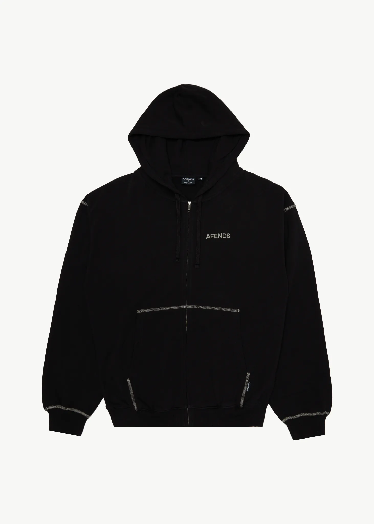 AFENDS Mens Burner - Zip Hood - Black sold by Afends