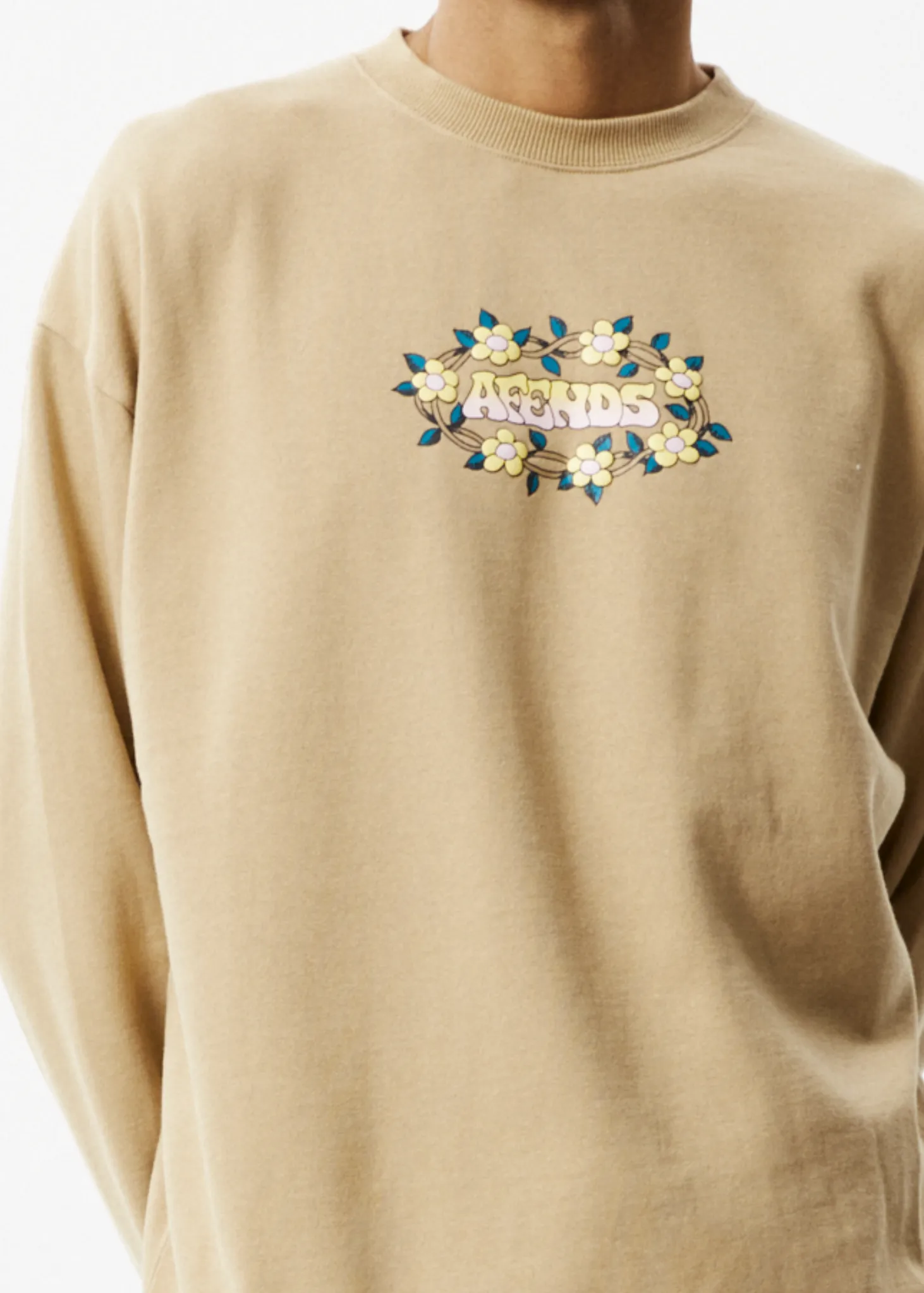 AFENDS Mens Bloom - Crew Neck Jumper - Tan sold by Afends product image thumbnail 2