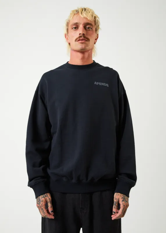 AFENDS Mens Vortex - Crew Neck Jumper - Black sold by Afends