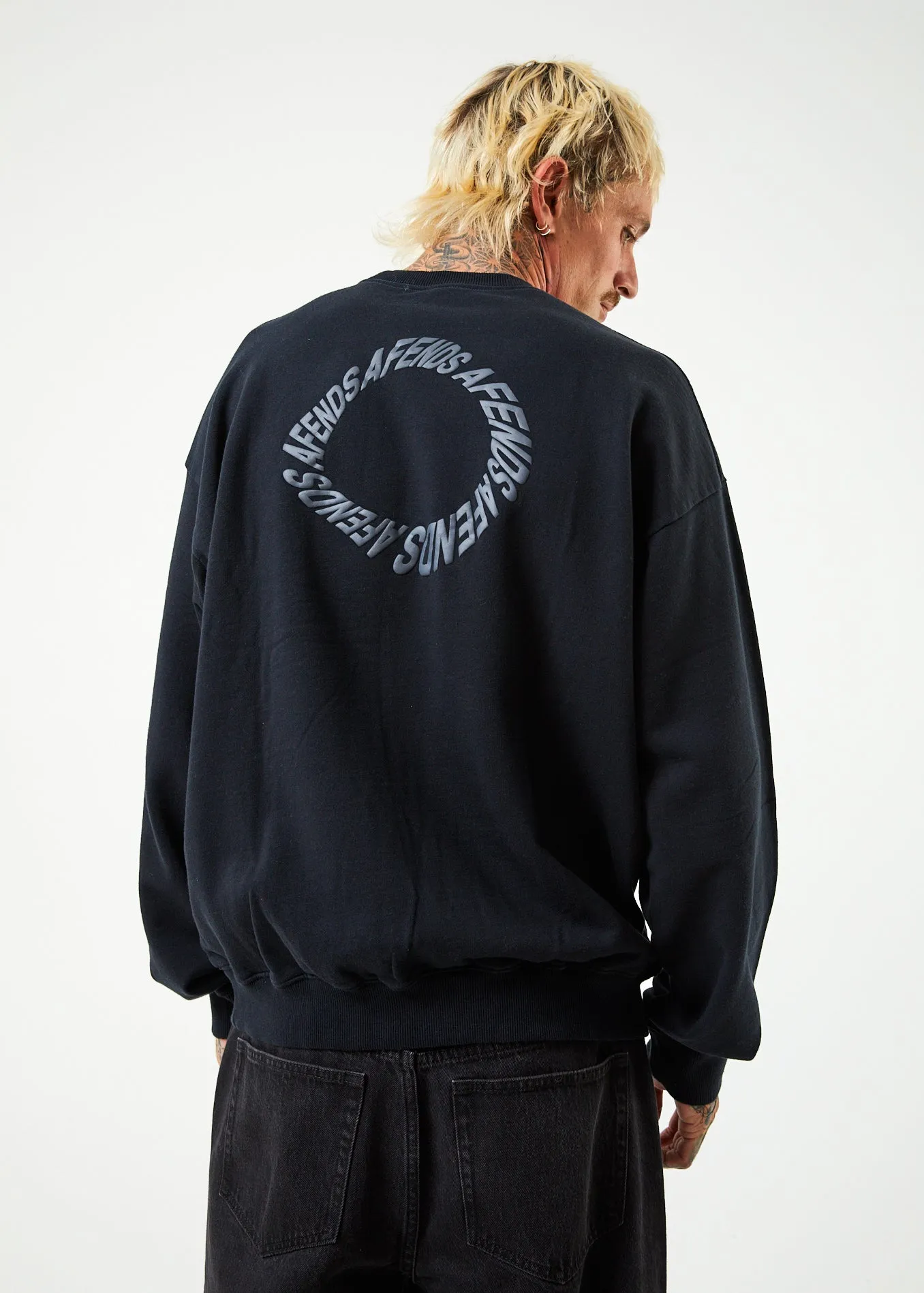 AFENDS Mens Vortex - Crew Neck Jumper - Black sold by Afends product image thumbnail 2