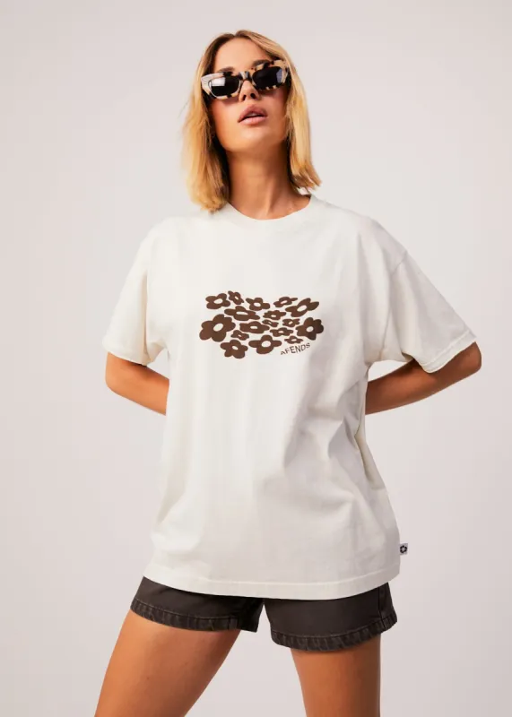AFENDS Womens Digital Holiday - Oversized Floral T-Shirt - Off White sold by Afends